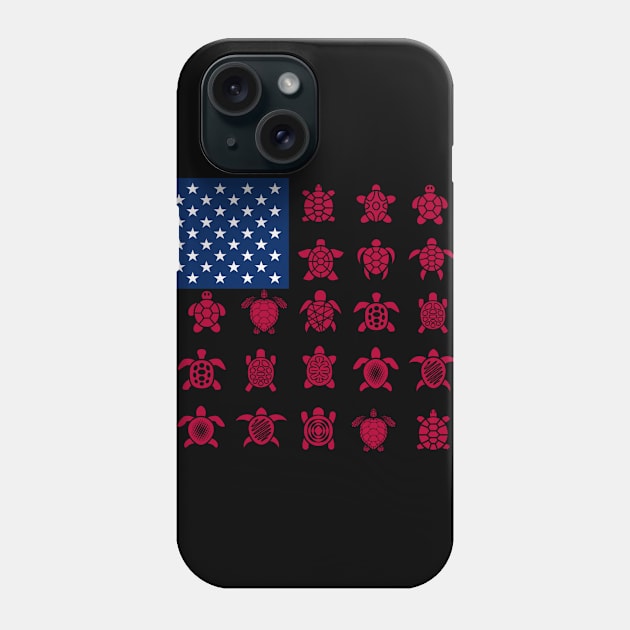 Cute Turtle American Flag Costume Gift Phone Case by Ohooha