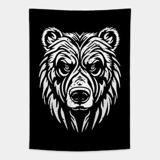 Minimalistic Majestic Bear Head Design - distressed Tapestry