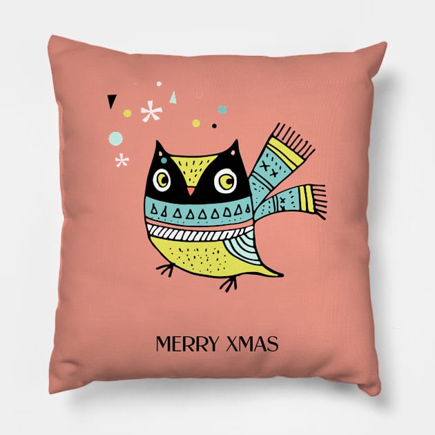 Xmas Doodle - Owl Pillow by SpilloDesign