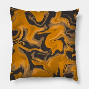 Shades of  Moody Yellow and Gray Aesthetic Marble Pattern Pillow