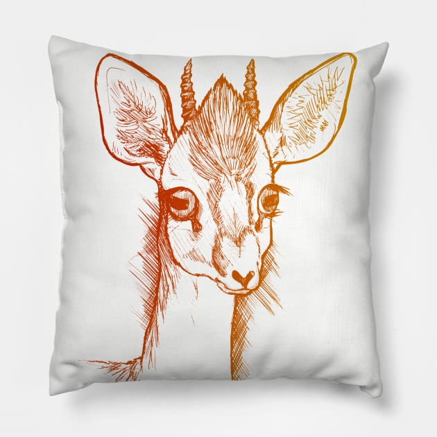 Dik-Dik  Red/Gold Pillow by TehNessa