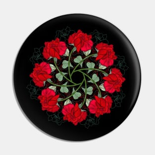 Red Rose Mandala Pin