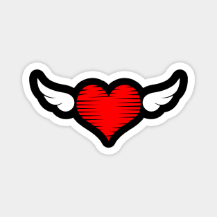 winged red heart 01 Black Magnet