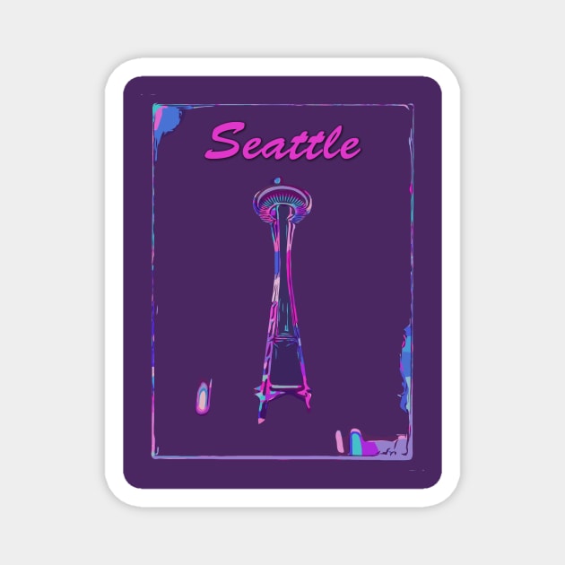 False color Seattle Space Needle Magnet by WelshDesigns