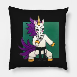 Green Karat-icorn (Karate Unicorn): Animals of Inspiration Pillow