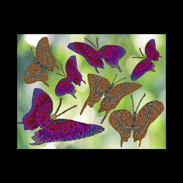 Kaleidoscope of Butterflies - Landscape Orientation by NightserFineArts