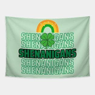 St. Patrick's Day Shenanigans rainbow clover light tees Frit-Tees Tapestry