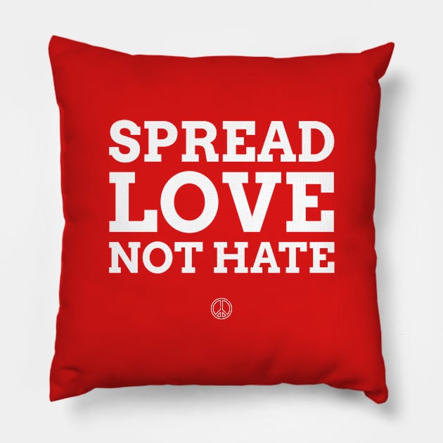 Retro Hippie Love Not Hate Typography Design Pillow by New East 