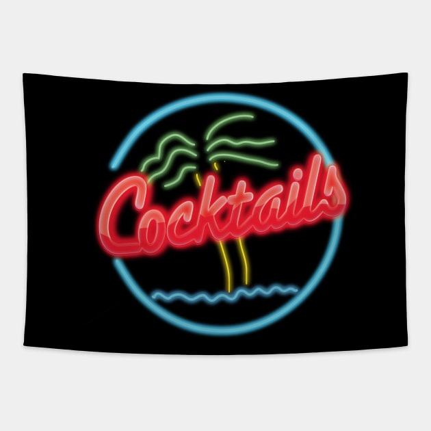 Cocktails neon sign Tapestry by nickemporium1