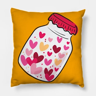 Jar of colored hearts Pillow