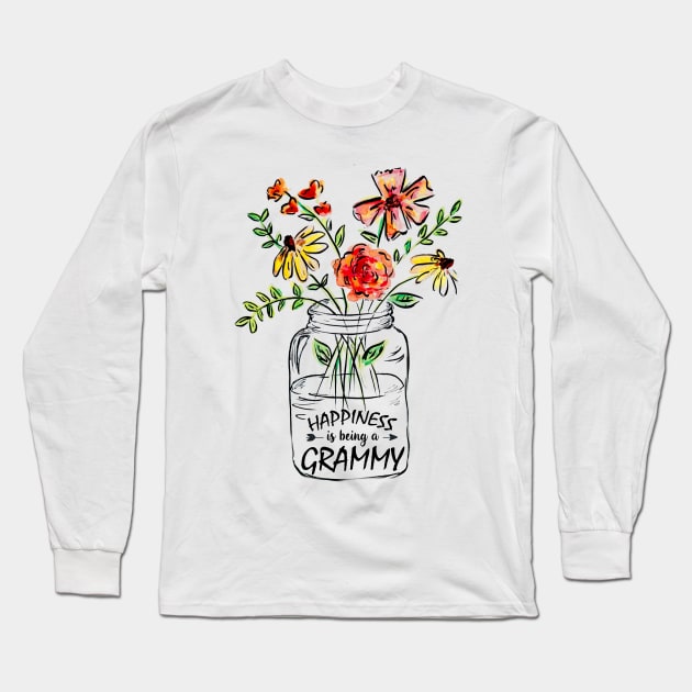 Womens Happiness Is Being Grammy Life - Flower Art-Grandma Tee Womens Happiness Is Being Grammy Life - Flower Art-Grandma Tee