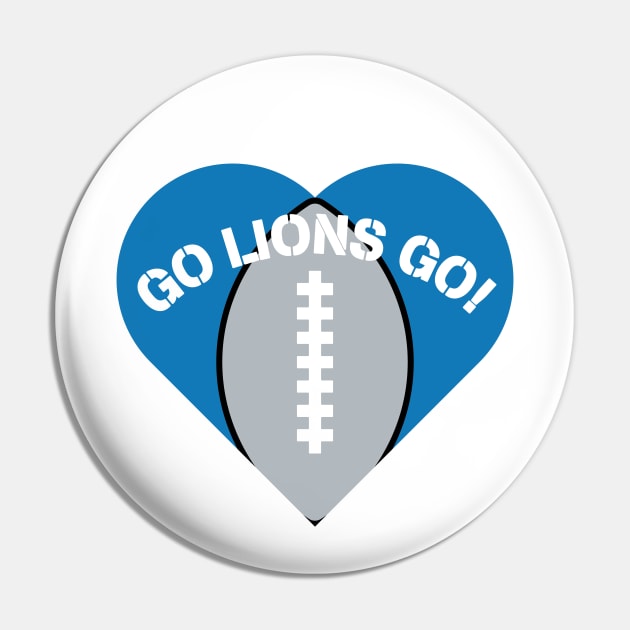 Heart Shaped Detroit Lions Pin by Rad Love