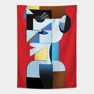 Woman Face Cubist Art Tapestry