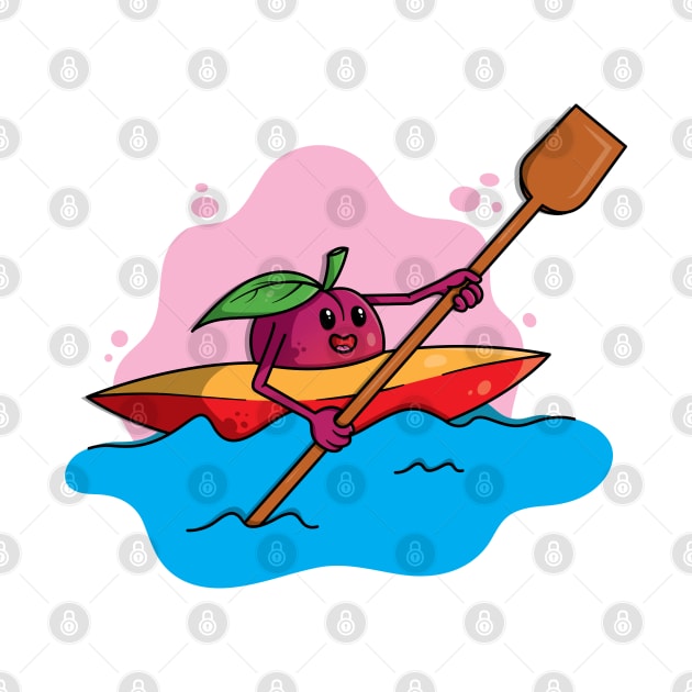 cute plum in a rowboat rowing in a lake by TTirex