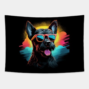 Retro Wave Russel Terrier Dog Shirt Tapestry