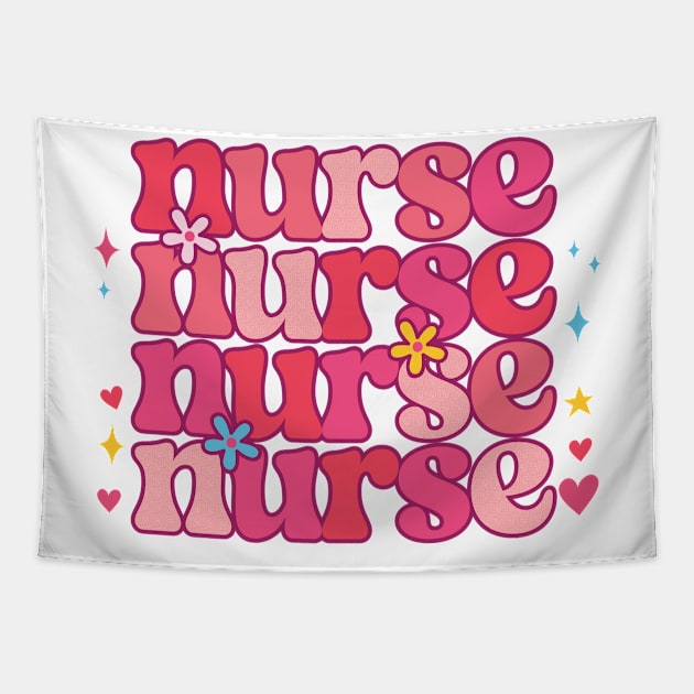 Nurse Valentine Shirt, Valentines Day Shirt, Nurse Shirt, Nurse Gift, RN Shirt, Nursing School Shirt, Stacked Valentine Nurse Tapestry by Daimon