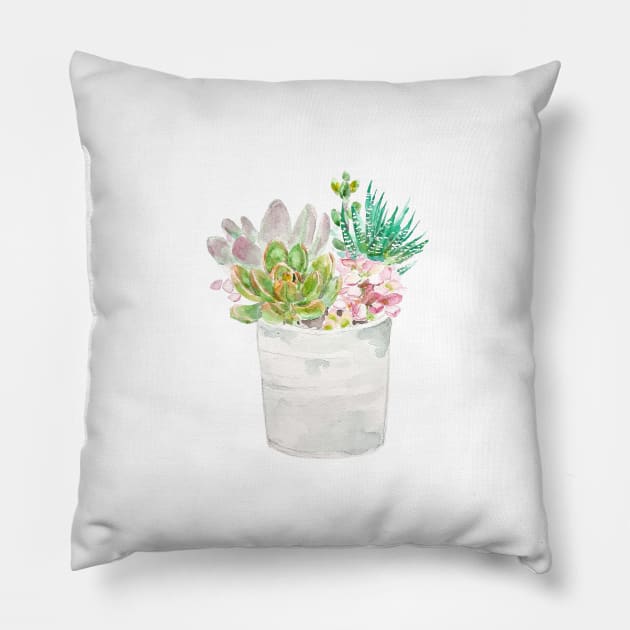 green succulent plants  in pot 2020 Pillow by colorandcolor