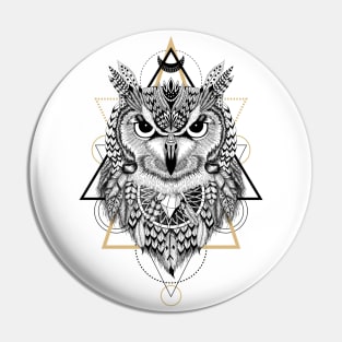 Totem mandala Owl in boho style Pin