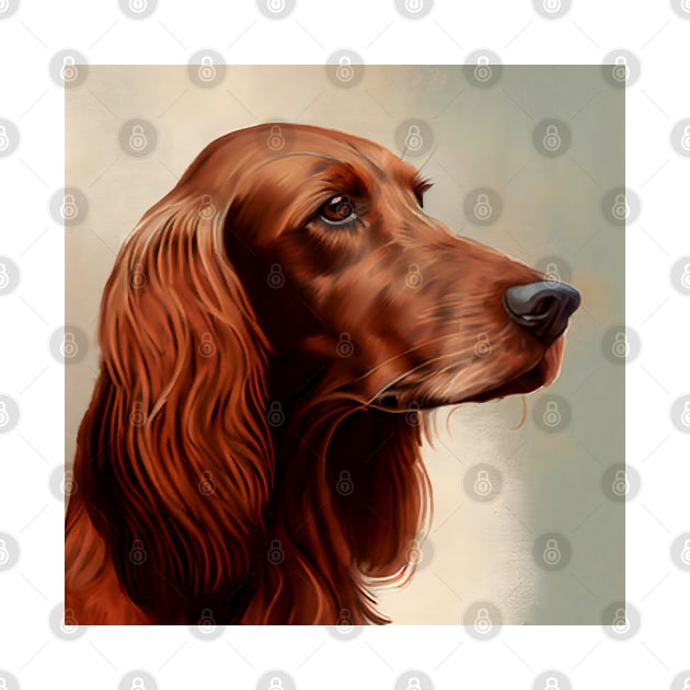 Watercolor Portrait of a Red Irish Setter by designs4days