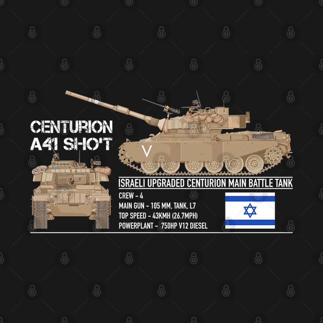 Centurion A41 Shot Israel Main Battle Tank Infographic Israeli Flag by Battlefields