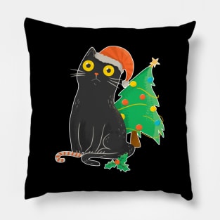 Intense Gaze Black Cat - Christmas Pillow