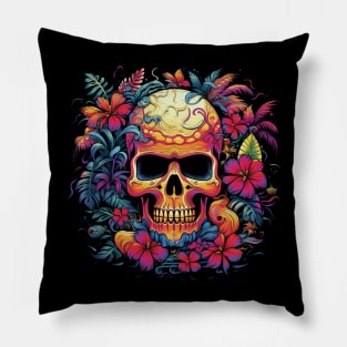 Tropical Pirate Skull Pillow