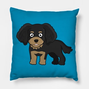 Kawaii Black Tan Cavalier King Charles Spaniel Pillow