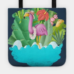 Cute flamingo in the ocean Tote