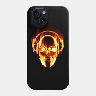 Red Hot Jam Session - Fiery Skull + headphones Phone Case