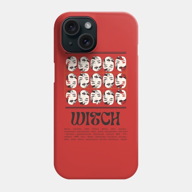 Witch in Different Languages Phone Case by Golden Eagle Design Studio