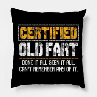 Certified Old Fart Funny Retirement Pillow
