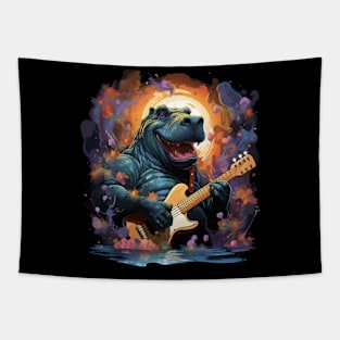 Hippo Playing Guitar Tapestry