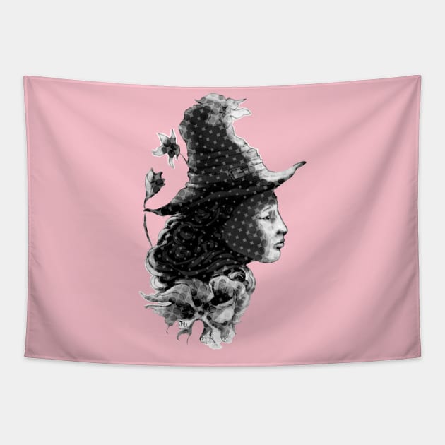 romantic witch facing east Tapestry by Jub 