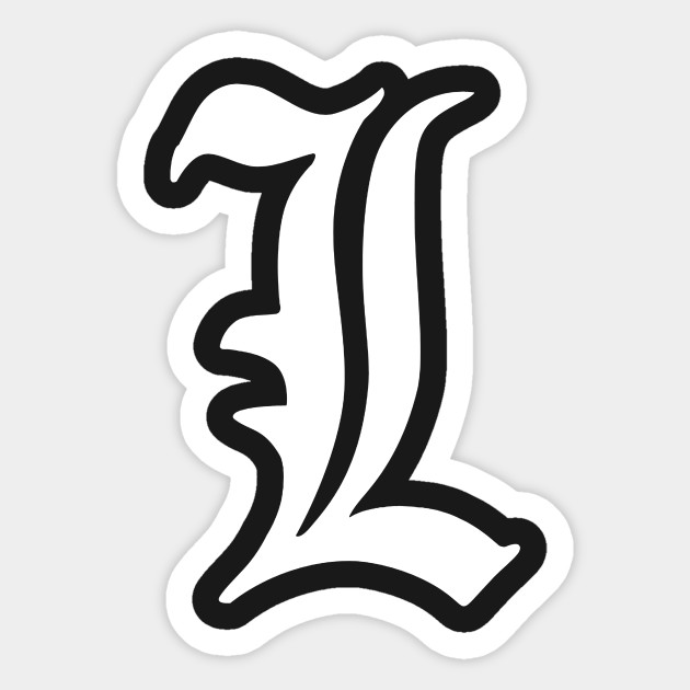 L Letter For Note Death Note Sticker Teepublic