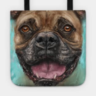 Contemporary Painting of a Brown Boxer Dog with a Big Smile and Big Pink Tongue Tote