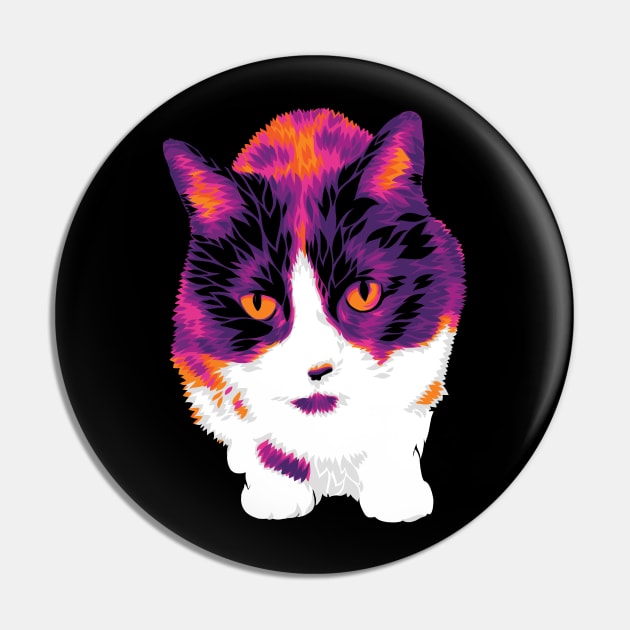 The Hot Color Cat Pin by polliadesign