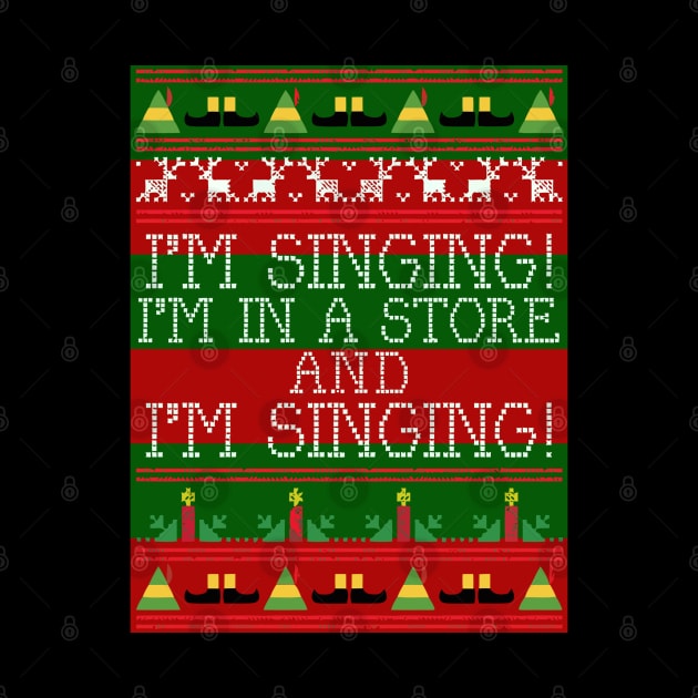 I'm Singing Elf Quote Christmas Knit by joeysartworld