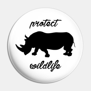 protect wildlife - rhino Pin