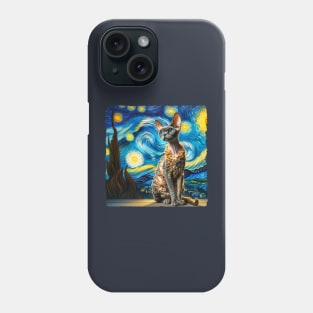 Devon Rex Starry Night Inspired - Artistic Cat Phone Case