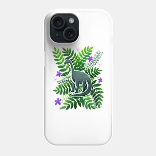 Dinosaur & Leaves - Green and Purple Phone Case