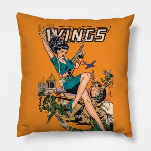 Sexy Girl with Weapon Wings Comic Pillow