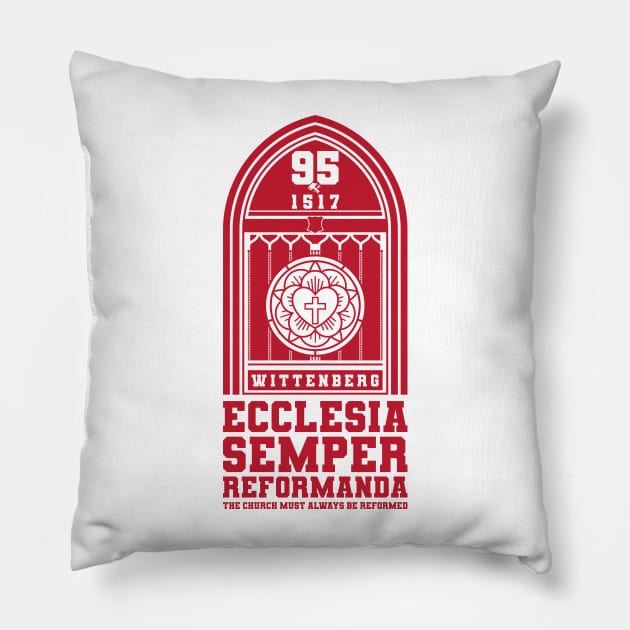 Ecclesia semper reformanda. Martin Luther's 95 theses. Wittenberg 1517. Pillow by Reformer