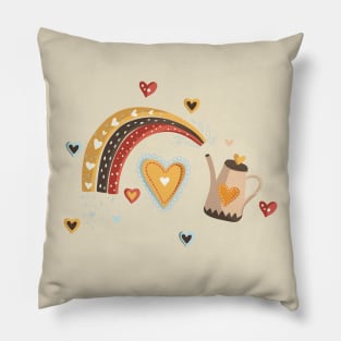 BoHo Garden Watering with Love and Rainbows Pillow