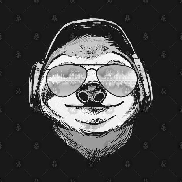 Disover Sloth with headphones and cool glasses - Sloth With Headphones And Cool Glasses - T-Shirt