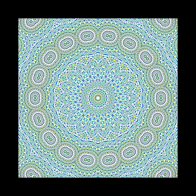 Mandala Kaleidoscope in Shades of Blue and Green by Crystal Butterfly Creations