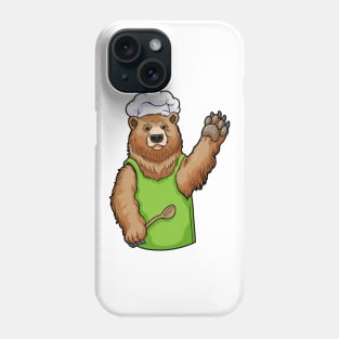 Bear as Chef with Chef hat and Wooden spoon Phone Case