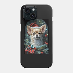 Chihuahua Dog Santa Holiday Christmas Card, Stickers, Magnets Phone Case