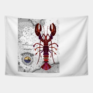 Rockland Maine Lobster Print Dark Tapestry