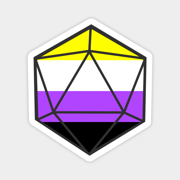 Nonbinary Pride d20 Magnet by EmrysMartigan