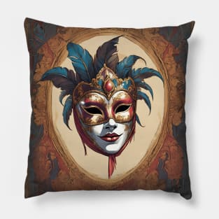 The beautiful masks of the Venetian carnival Pillow